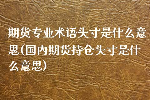 期货专业术语头寸是什么意思(国内期货持仓头寸是什么意思)_https://gjqh.wpmee.com_期货开户_第1张