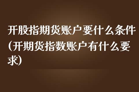 开股指期货账户要什么条件(开期货指数账户有什么要求)_https://gjqh.wpmee.com_期货开户_第1张